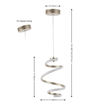 Whirl Modern Minimalist Aluminum/Iron Abstract Integrated LED Pendant - JONATHAN Y